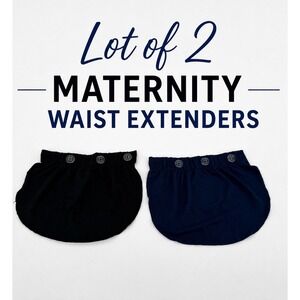 Time & Tru Maternity 2 Waist Extender Black Navy Button Panel One Size Stretch